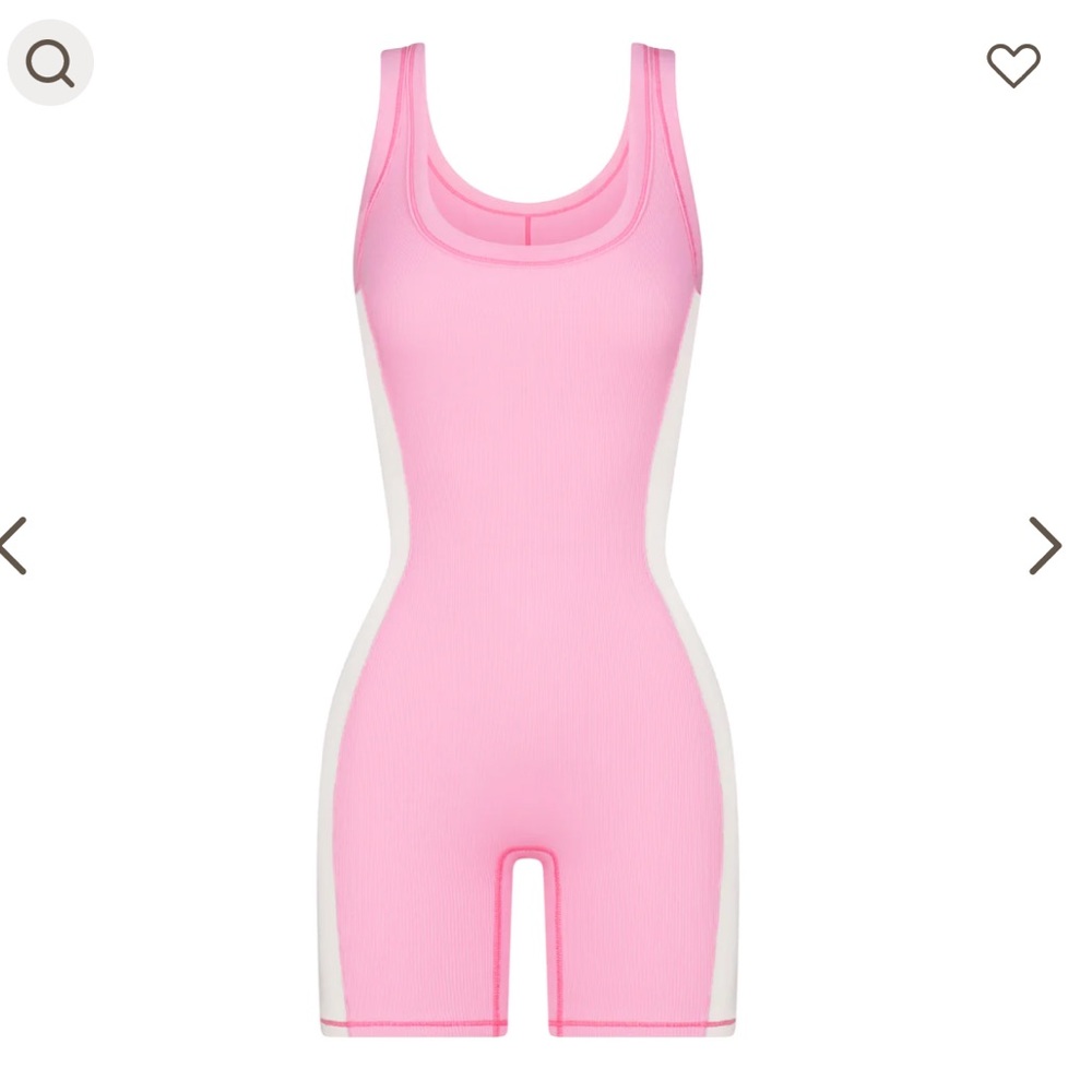 SKIMS Limited Edition Bubble Gum Pink Cotton Rib Onesie (NWT)